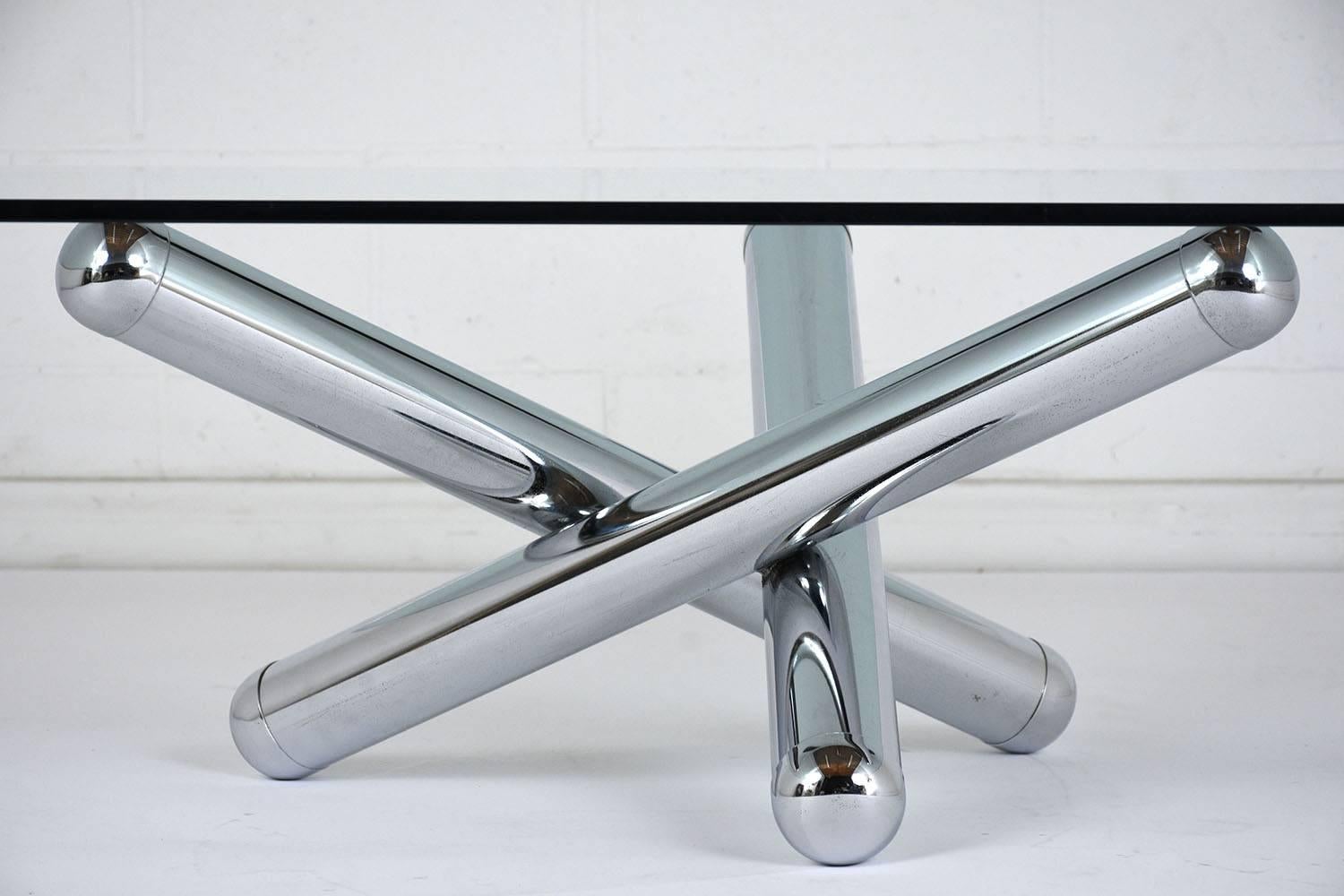 20th Century Midcentury Chrome and Glass Coffee Table