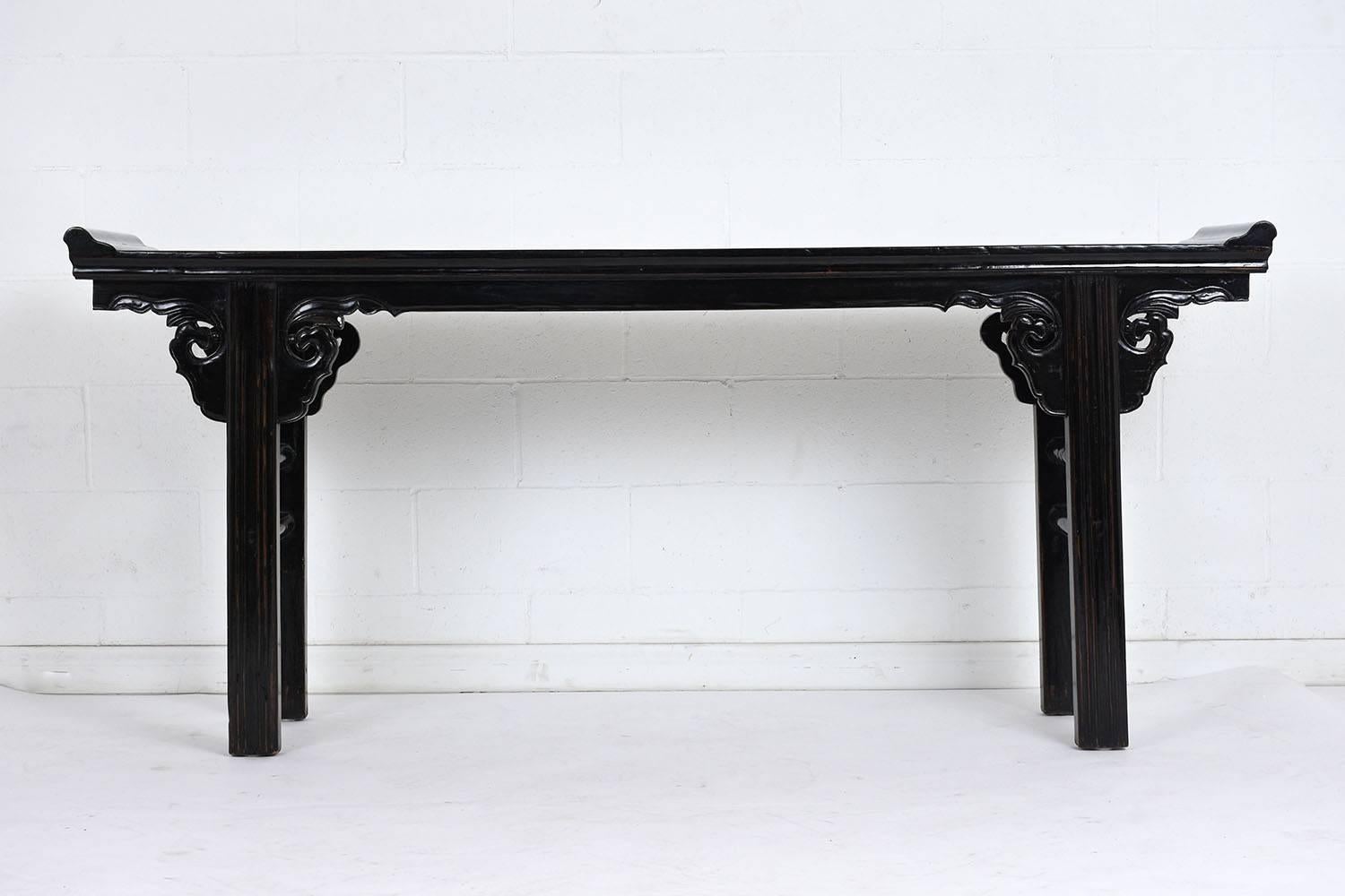 Carved Vintage Chinese Ebonized Altar Table