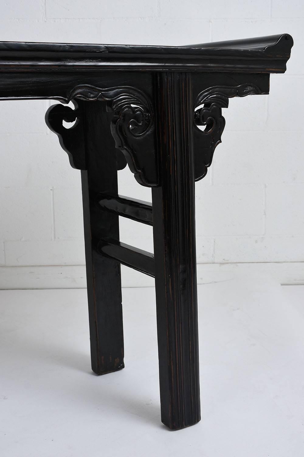 Wood Vintage Chinese Ebonized Altar Table