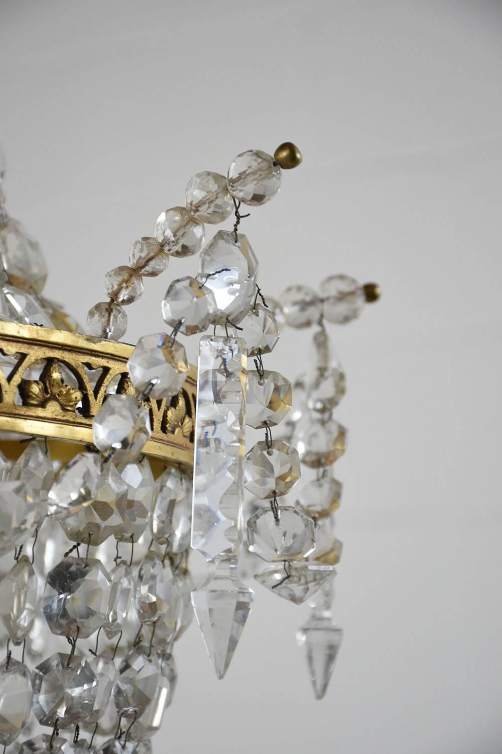 Hollywood Regency Antique Regency Crystal Beaded Chandelier