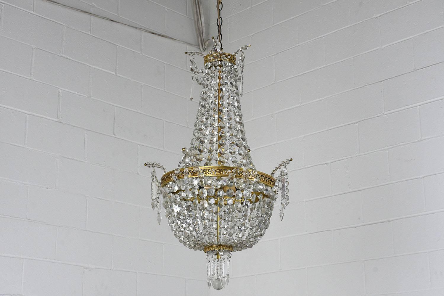 Gilt Antique Regency Crystal Beaded Chandelier