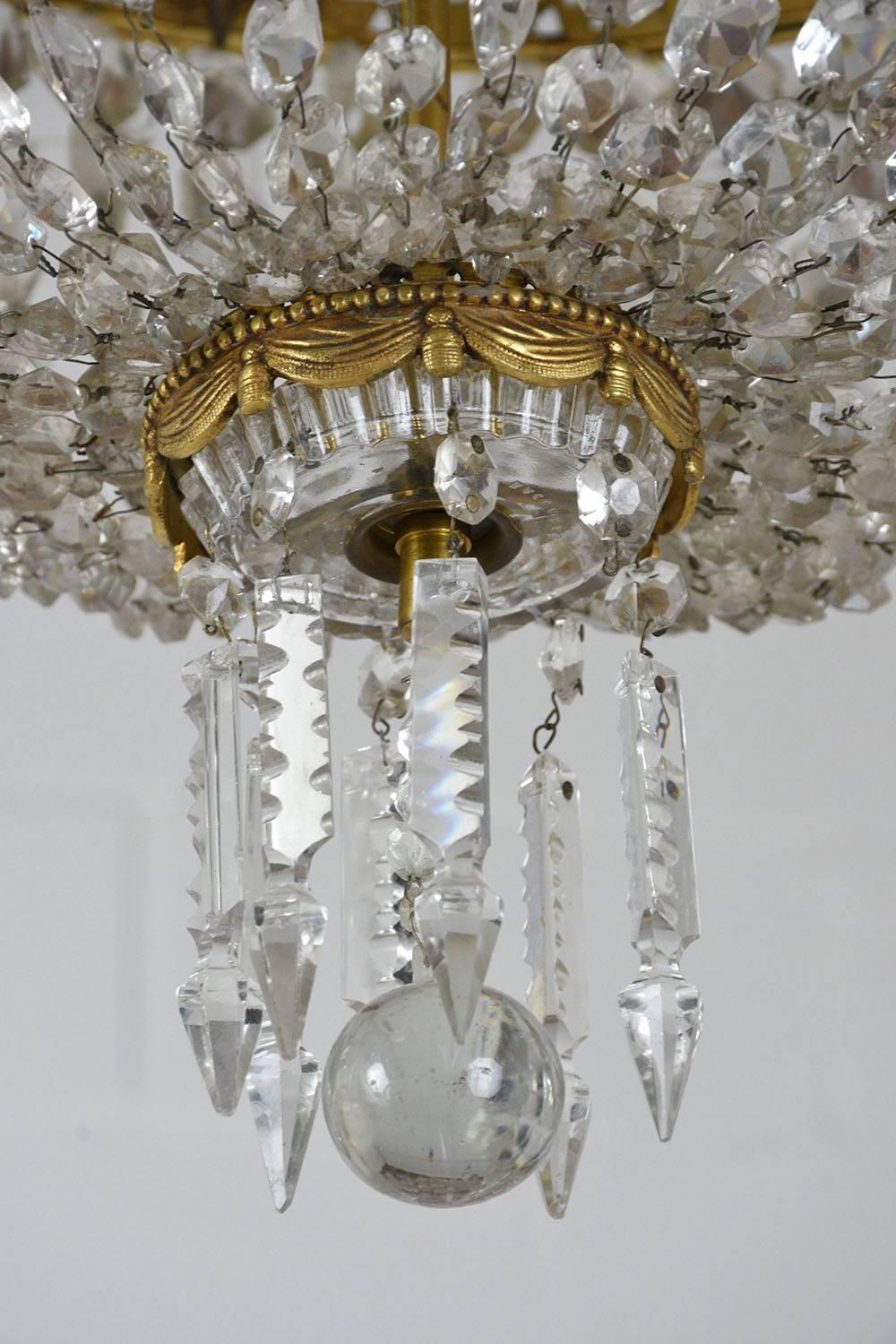 Italian Antique Regency Crystal Beaded Chandelier