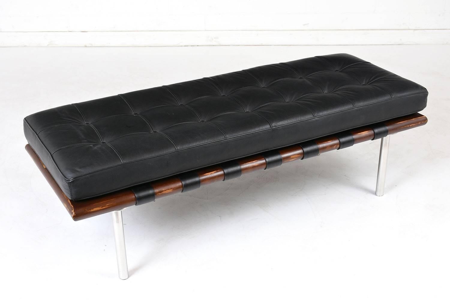 Carved Mid-Century Modern Miller-Style Bench