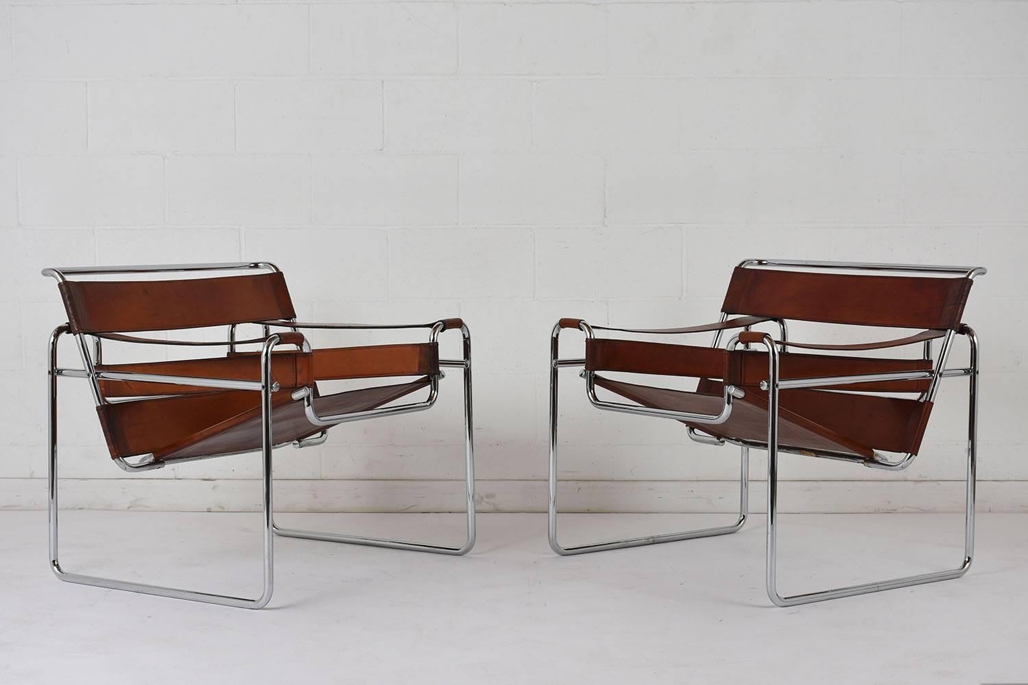 Mid-Century Modern Pair of Marcel Breuer Wassily Lounge Chairs