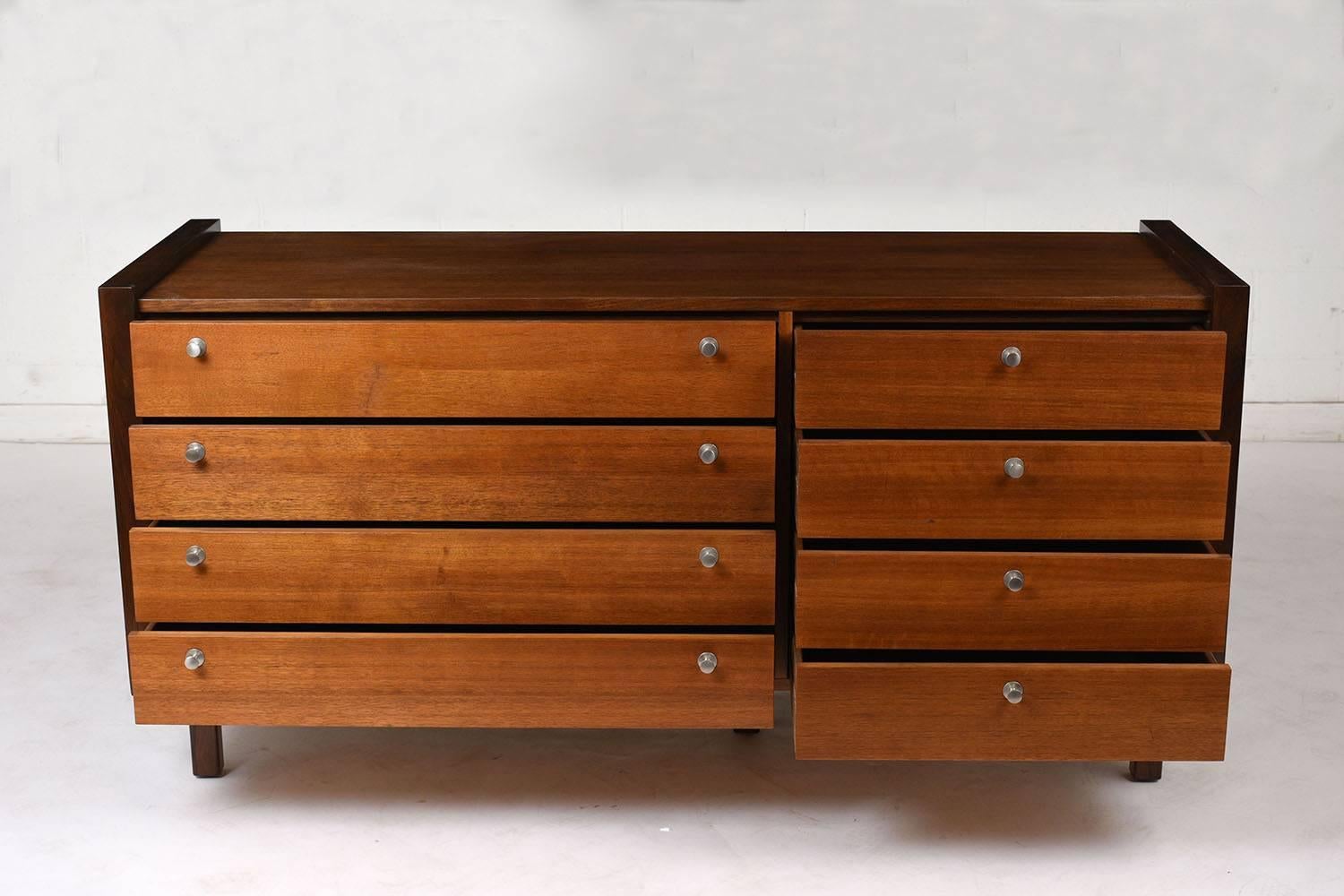 Carved  Rare Walnut Brown Saltman Chest of Drawers with Serving Trays