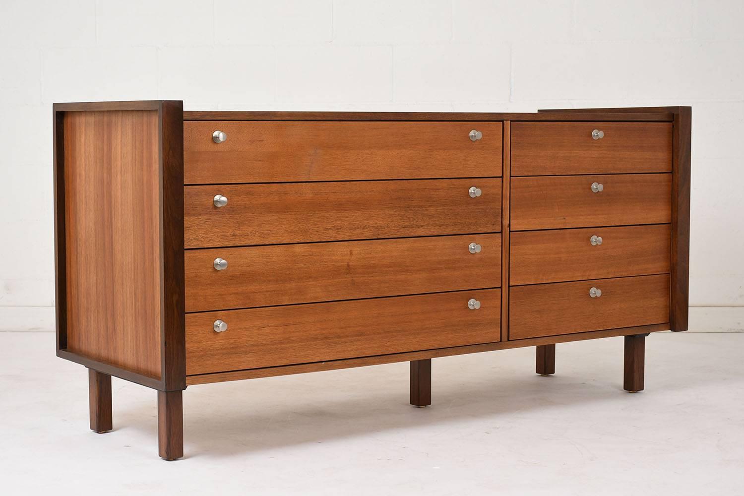 Mid-Century Modern  Rare Walnut Brown Saltman Chest of Drawers with Serving Trays