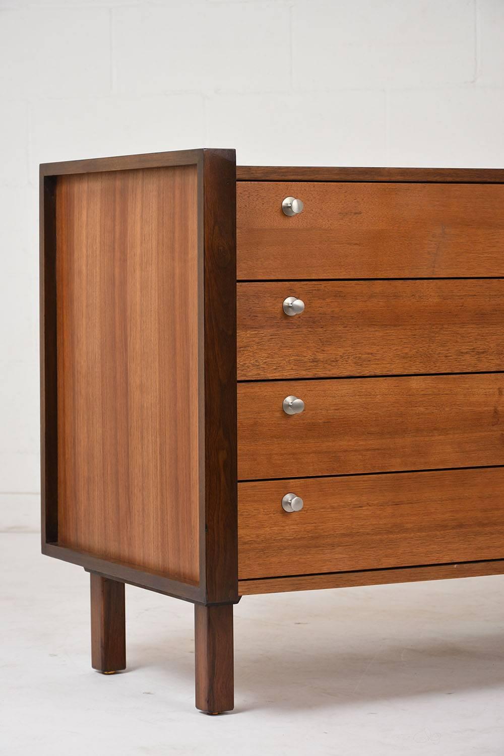  Rare Walnut Brown Saltman Chest of Drawers with Serving Trays In Excellent Condition In Los Angeles, CA