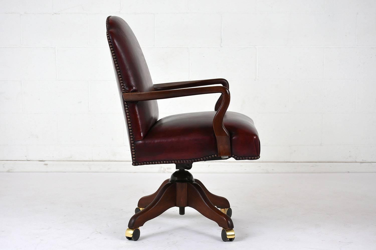 Leather Regency Office Chair In Excellent Condition In Los Angeles, CA