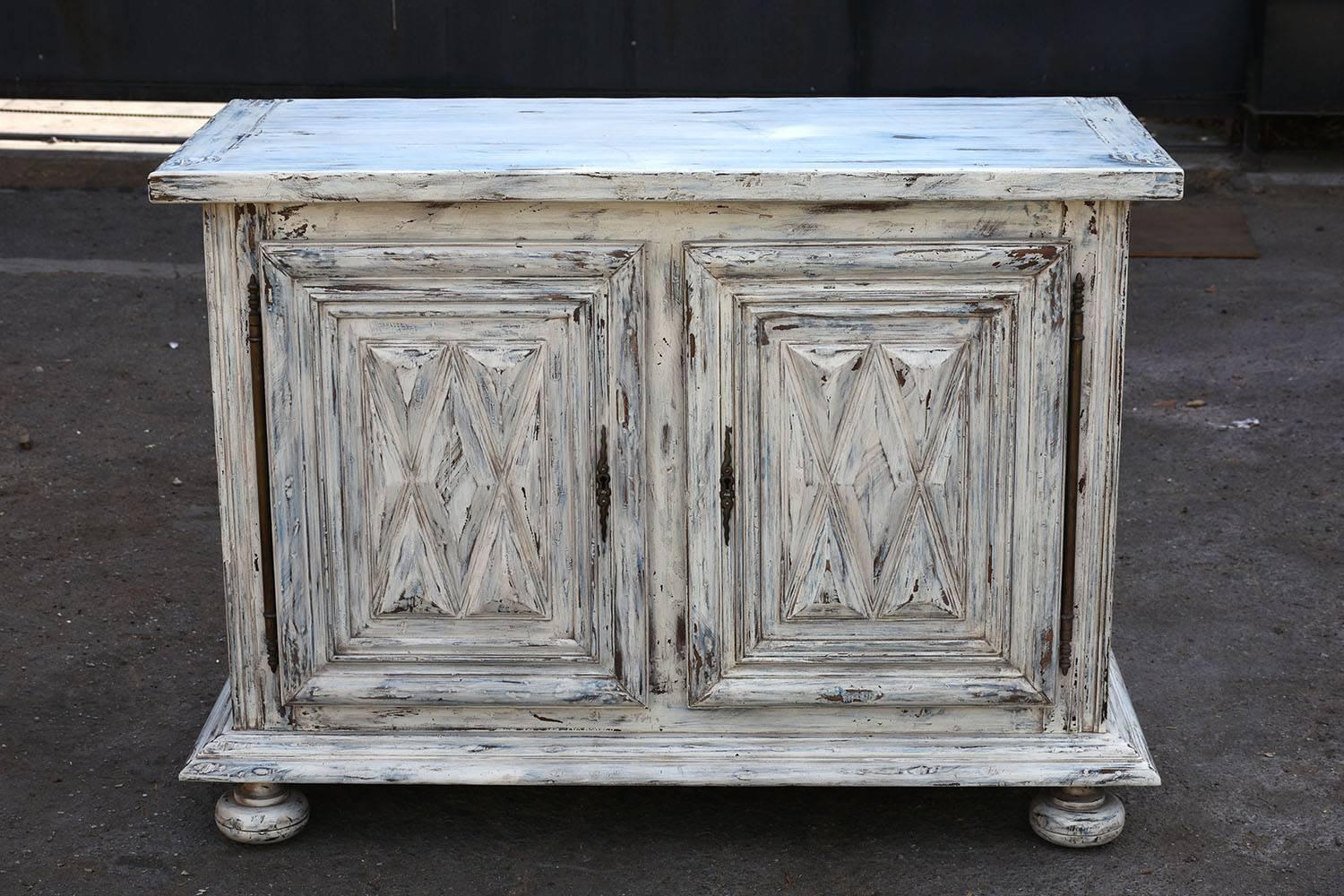 Carved Antique French Renaissance-Style Painted Buffet