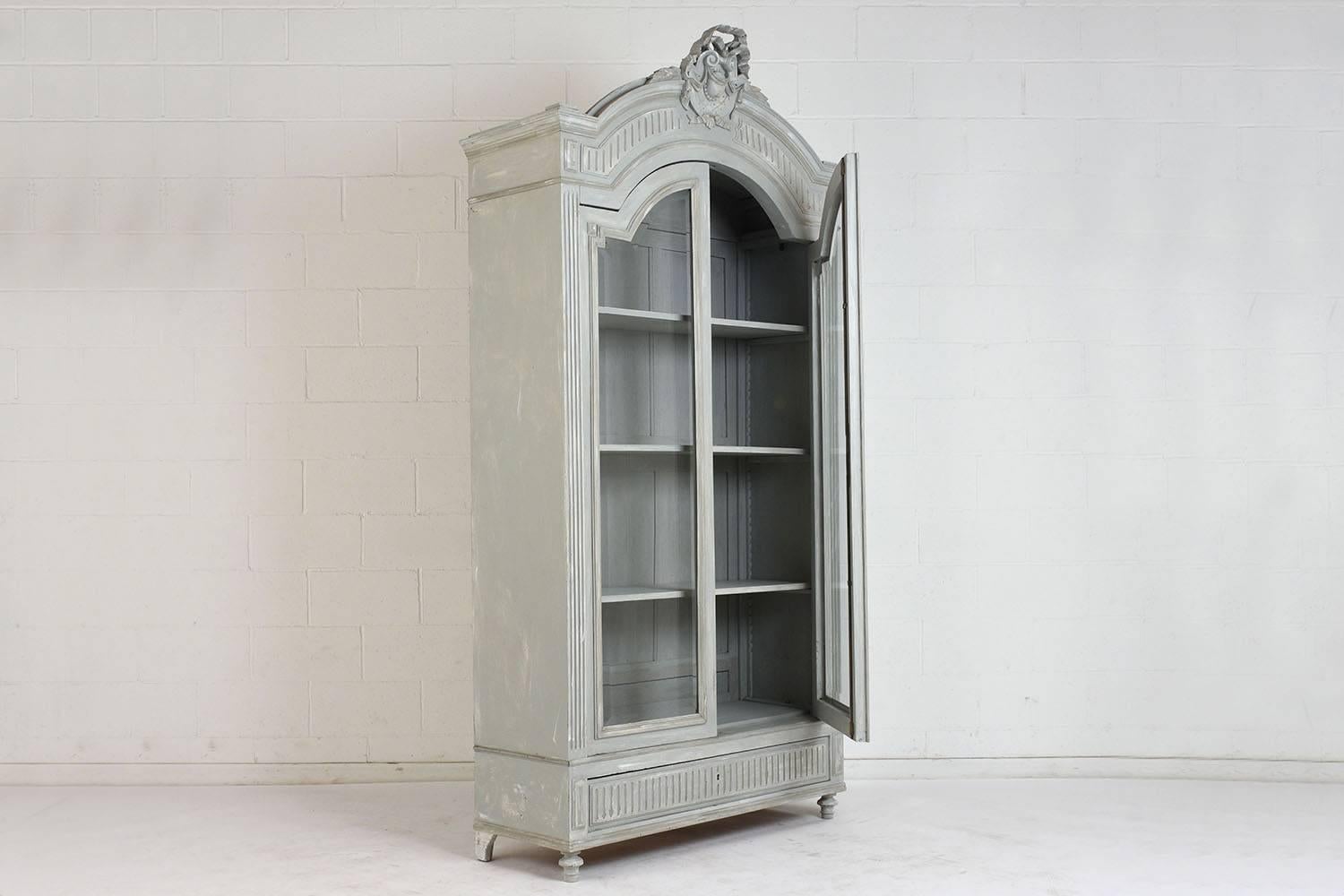 Beveled French Louis XVI-Style Painted Bookcase