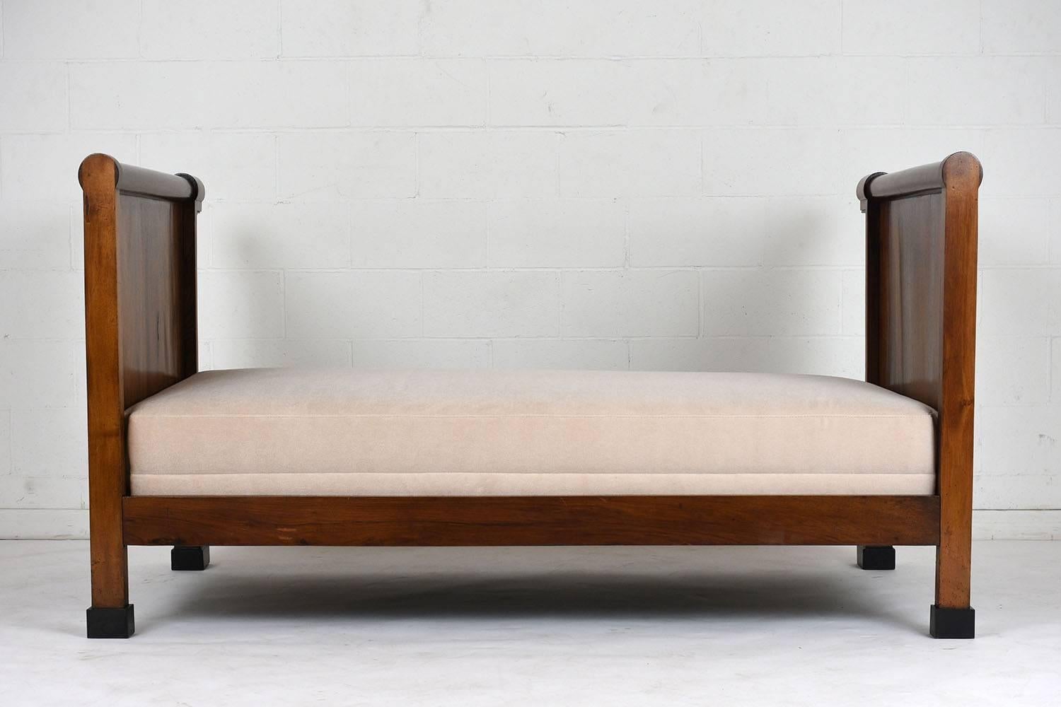 Mohair 19th Century French Walnut Empire-style Daybed