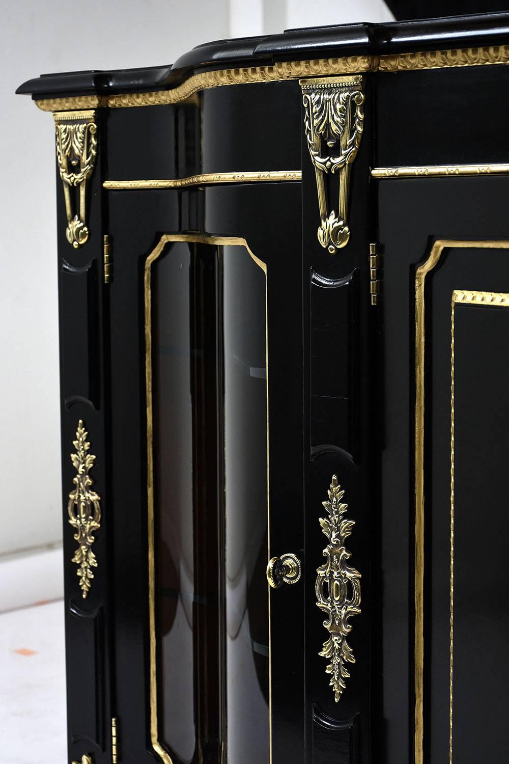 Brass Louis XVI Style Ebonized Buffet