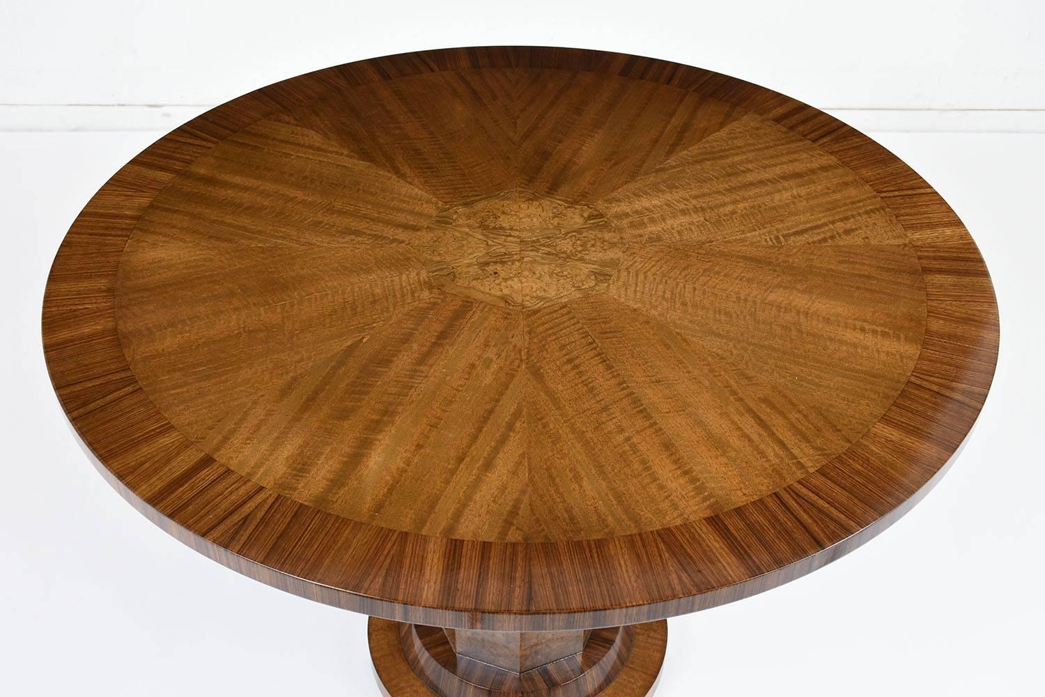 Carved 1960s French Art Deco-Style Round Center Table