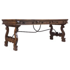Vintage Spanish Colonial Oak Dining Table