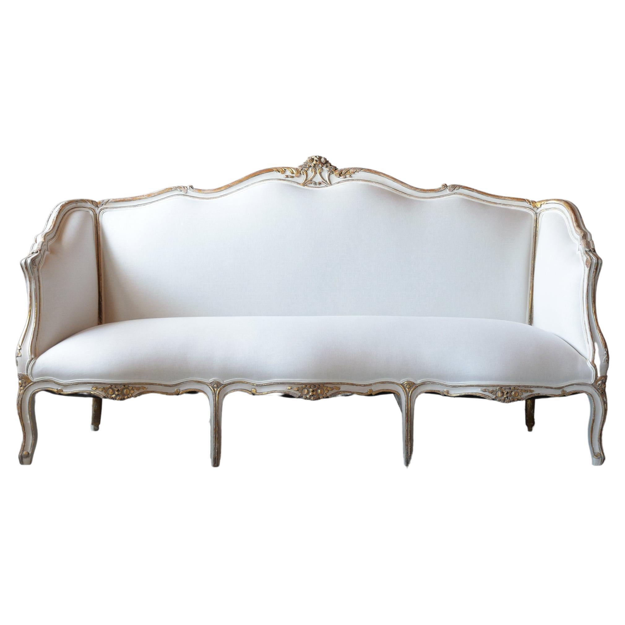 French Antique Louis XV Gilt Sofa