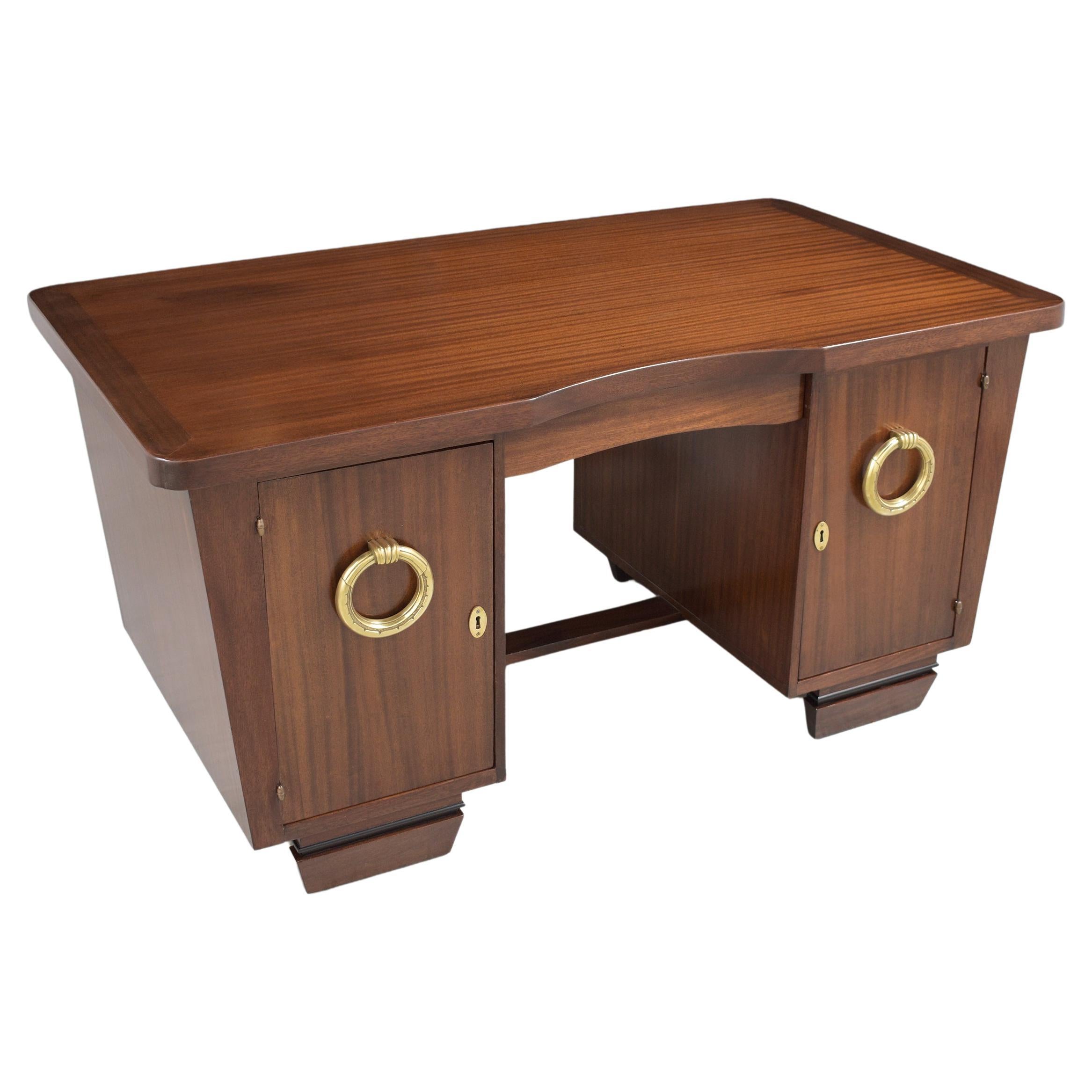 Art Deco Teak Partners Desk at 1stDibs