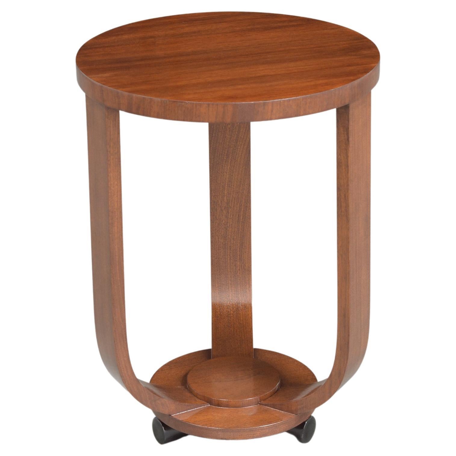 Art Deco Side Table in Walnut and Ribbed Metal at 1stDibs