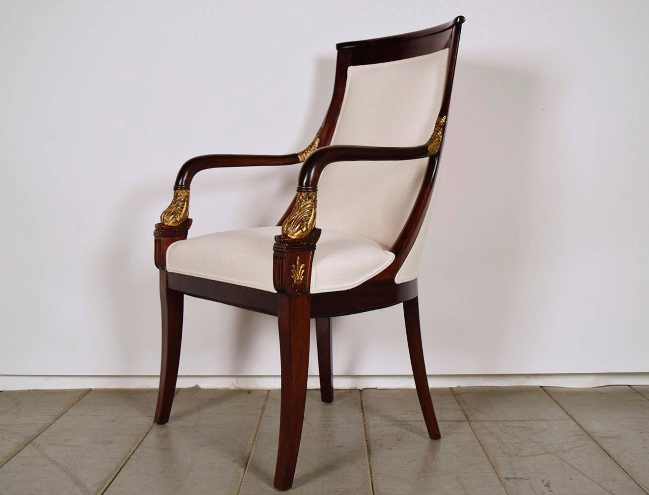 Set of 12 Dining Mahogany Chairs Regency-Style In Excellent Condition In Los Angeles, CA