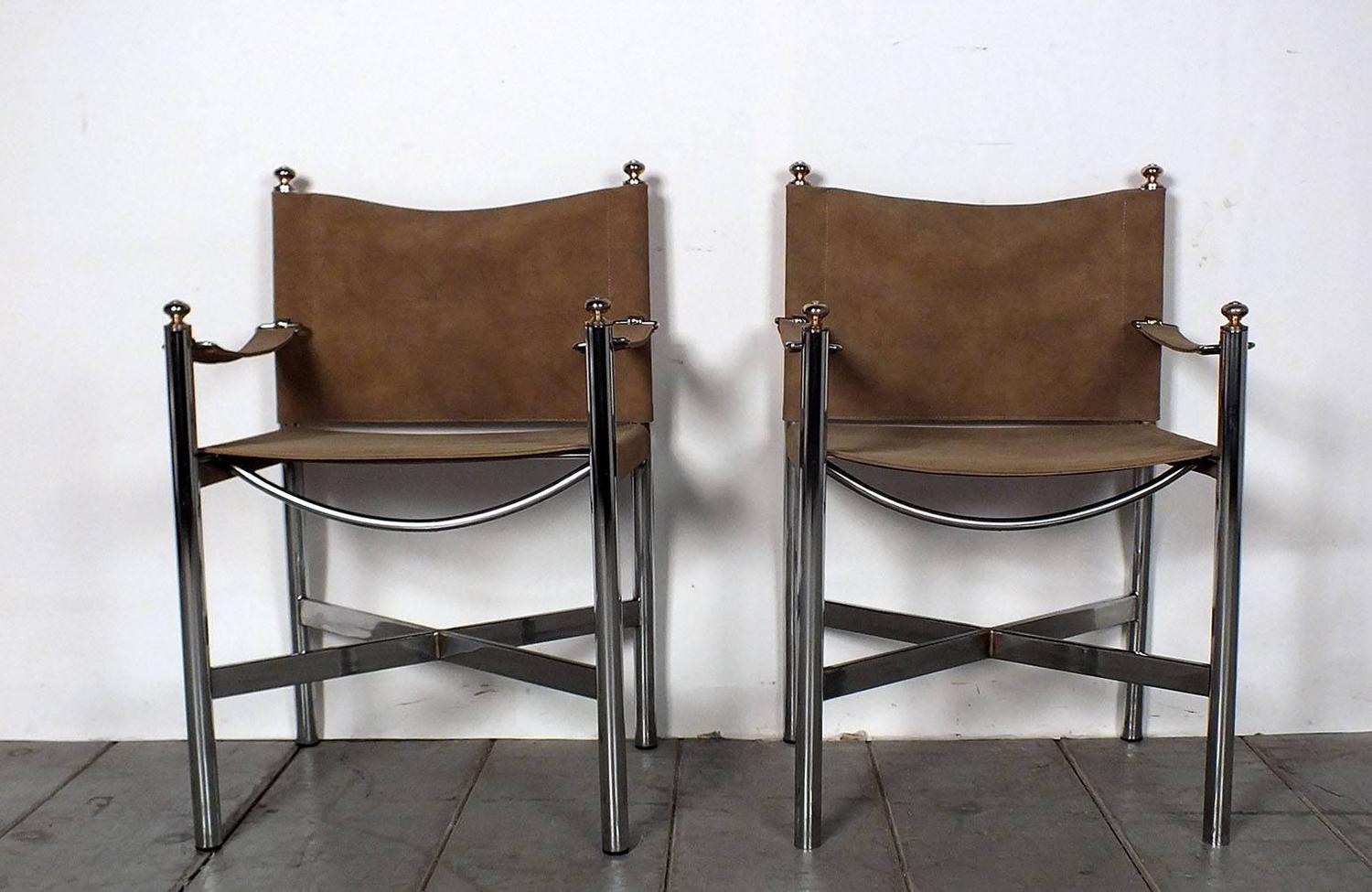 Pair of Mid-Century Modern Chrome Chairs For Sale at 1stdibs