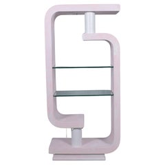 Custom-Painted Mid-Century Modern Étagère with Glass Shelves