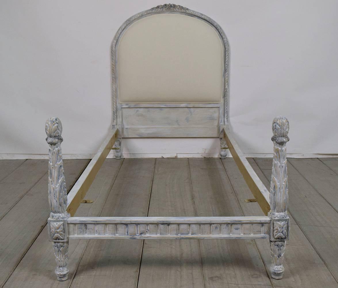 Pair of Antique French Louis XVI Painted Twin Size Bed Frames at 1stdibs