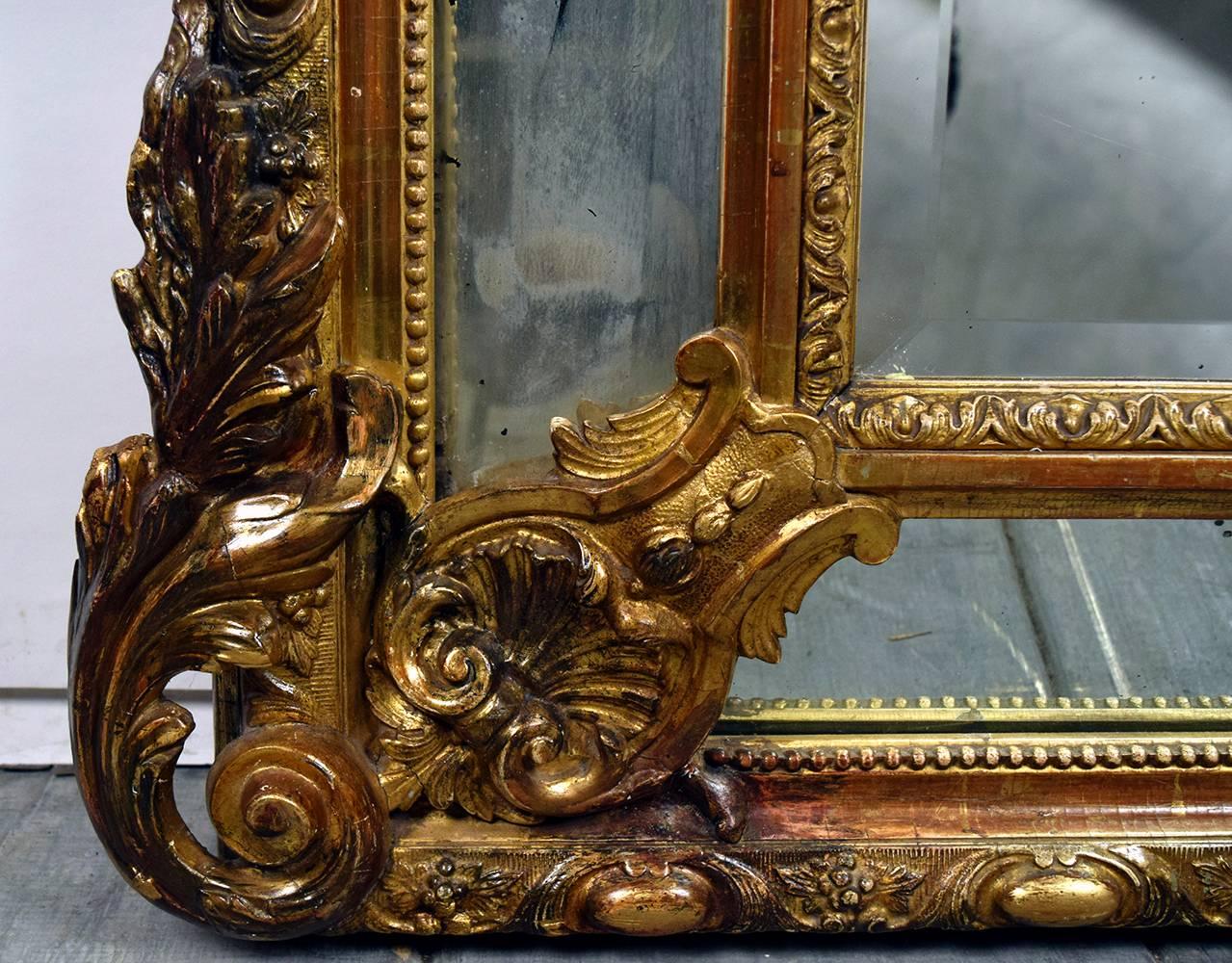 Late 19th Century 19th Century French Louis XVI Giltwood Marginal Mirror