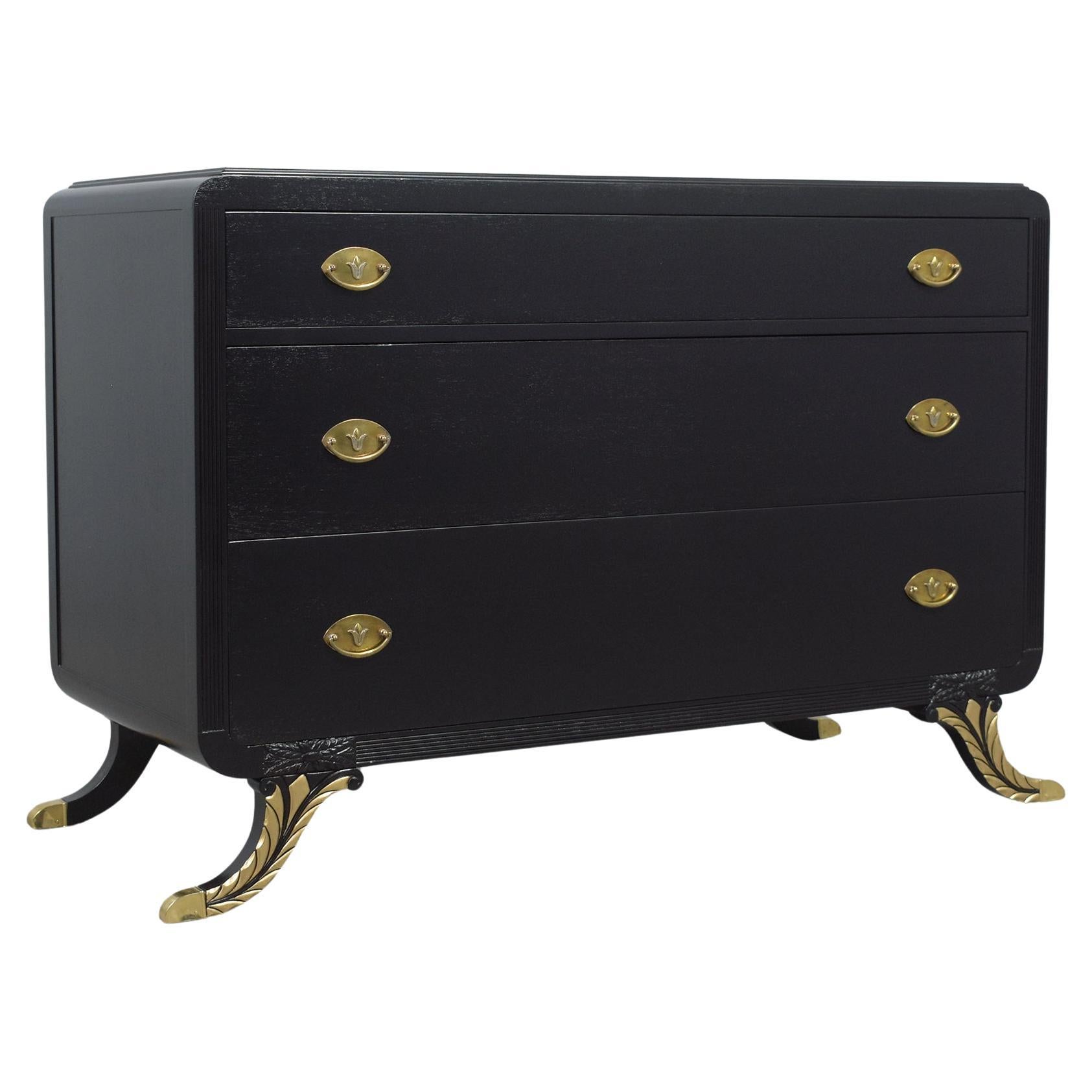 Antique Empire Ebonized Dresser: Timeless Craftsmanship Restored For Sale