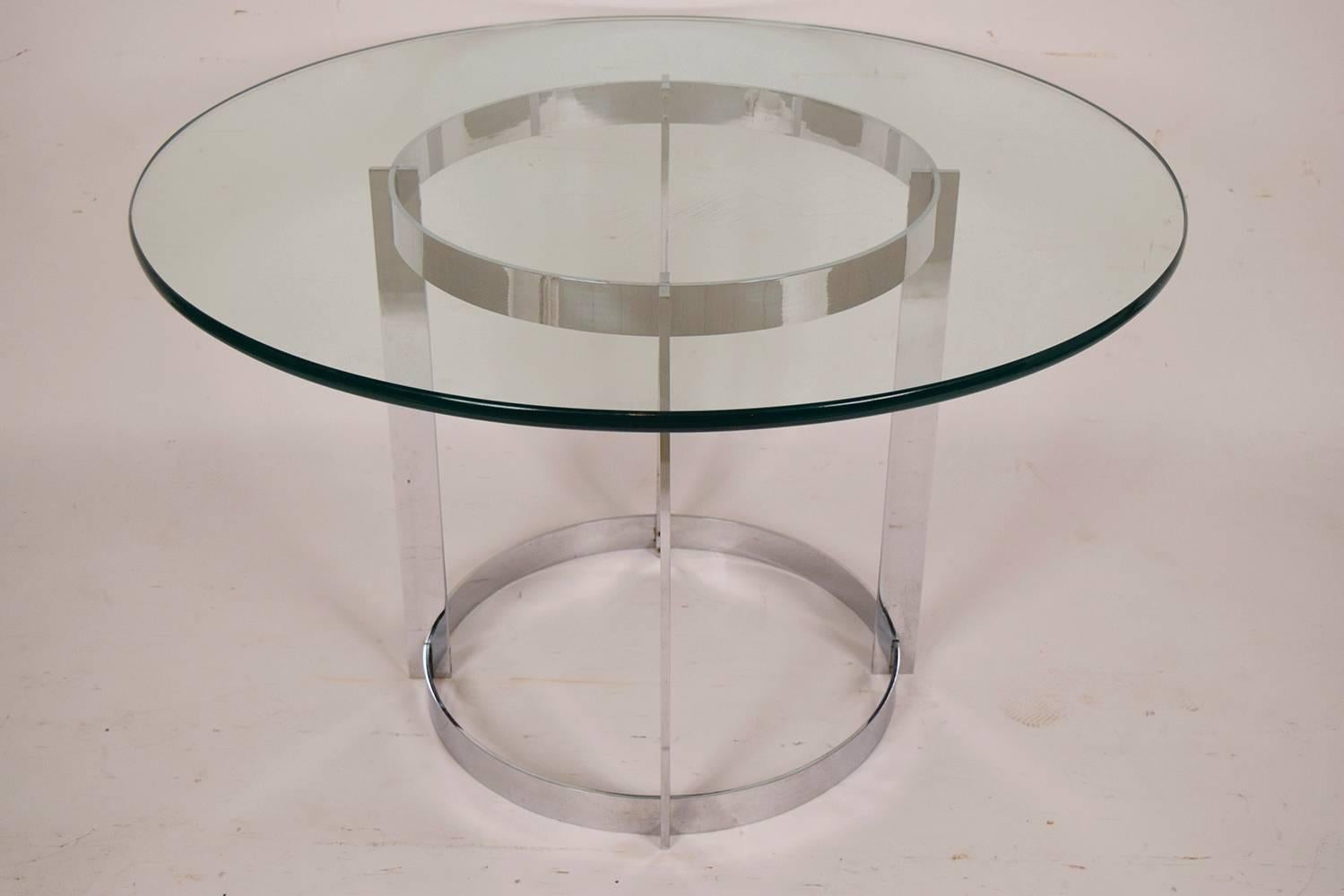 American Mid-Century Modern Chrome Circular Dining Table 