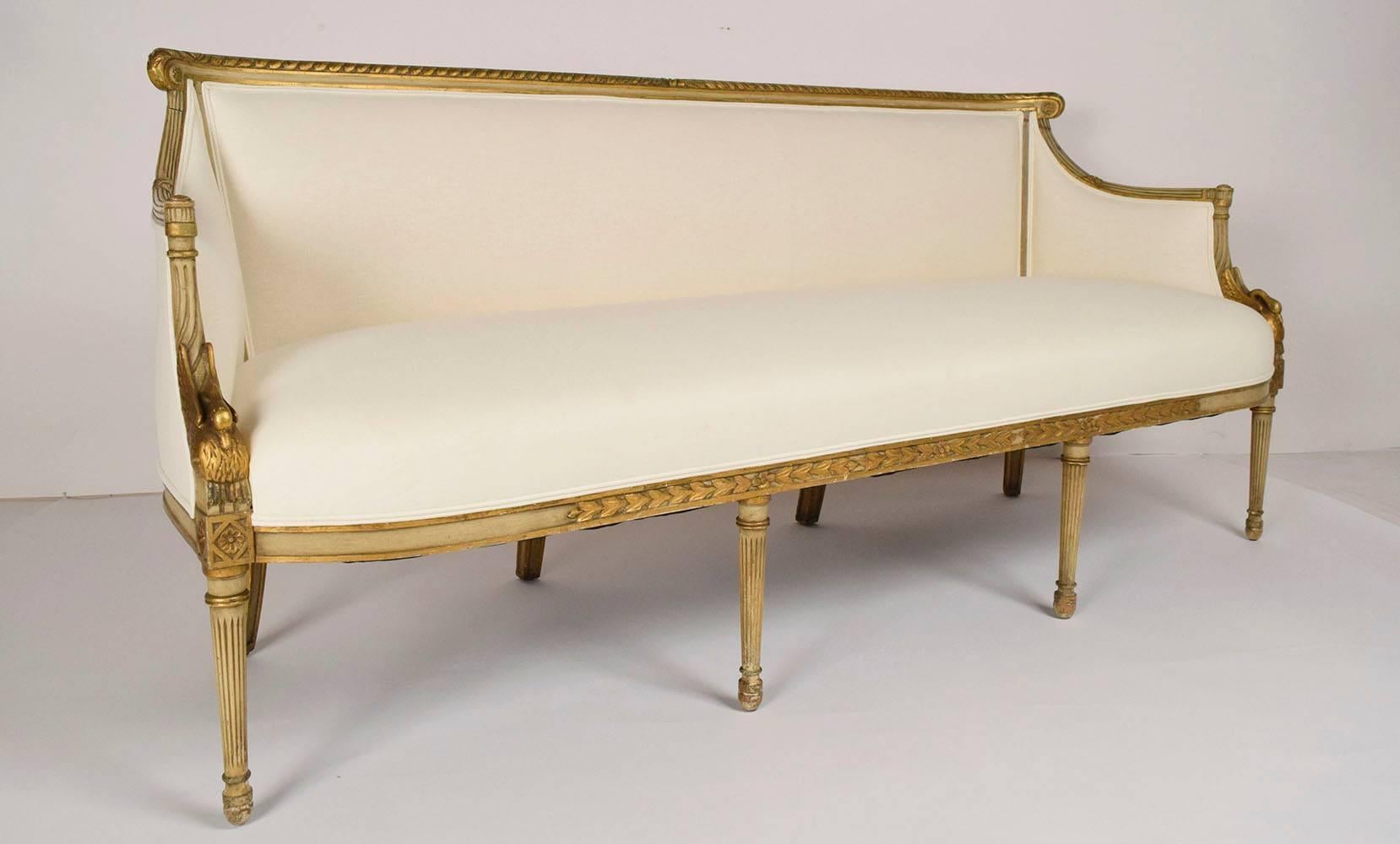 19th Century French Empire Painted/Gilt Sofa In Excellent Condition In Los Angeles, CA
