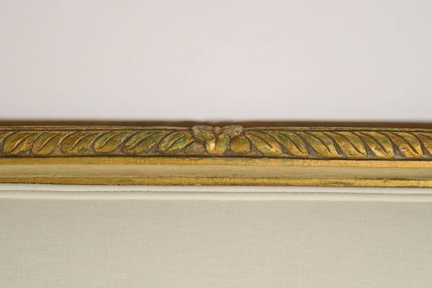 Linen 19th Century French Empire Painted/Gilt Sofa