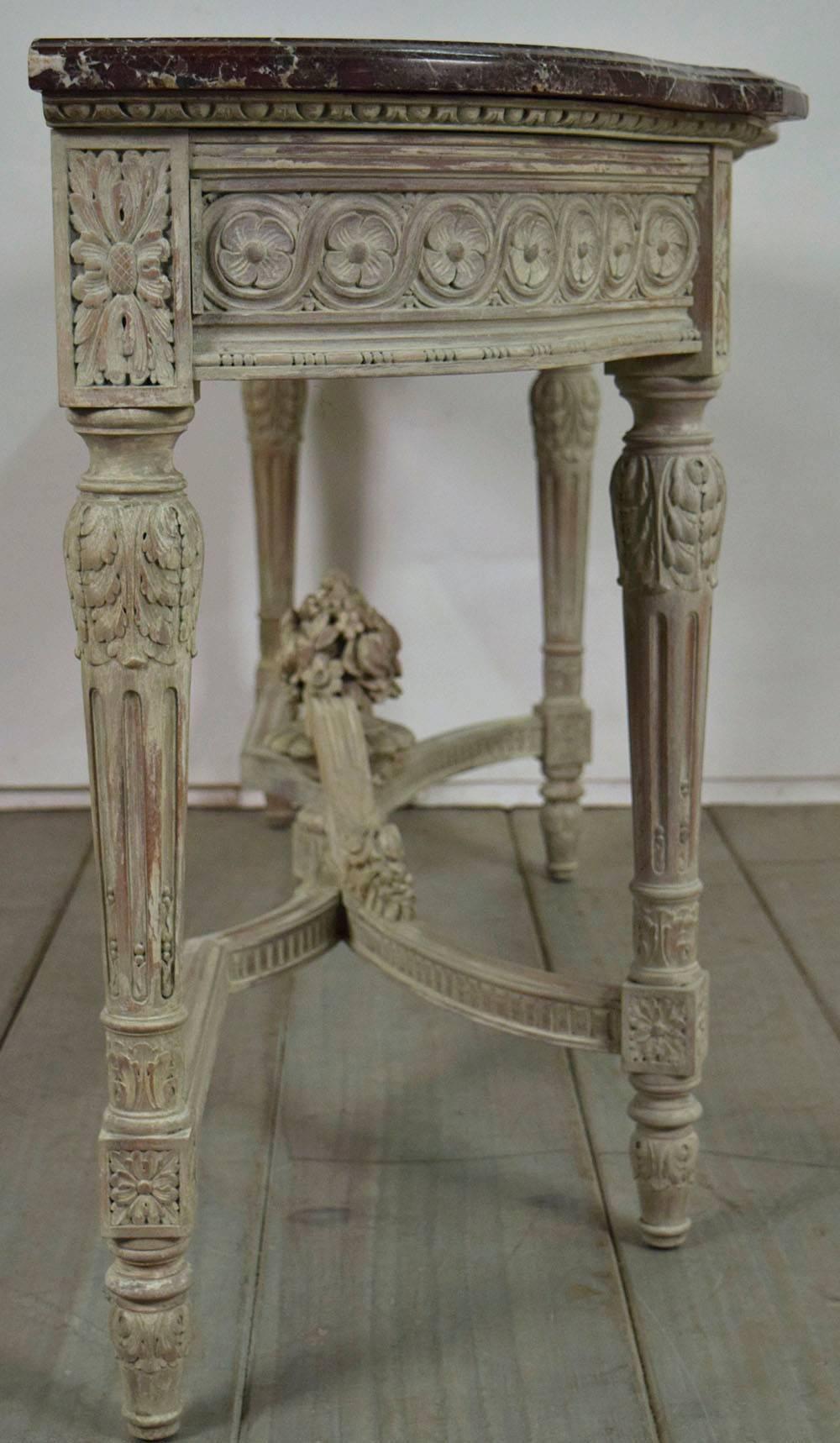 French Carved Louis XVI Painted Console 1