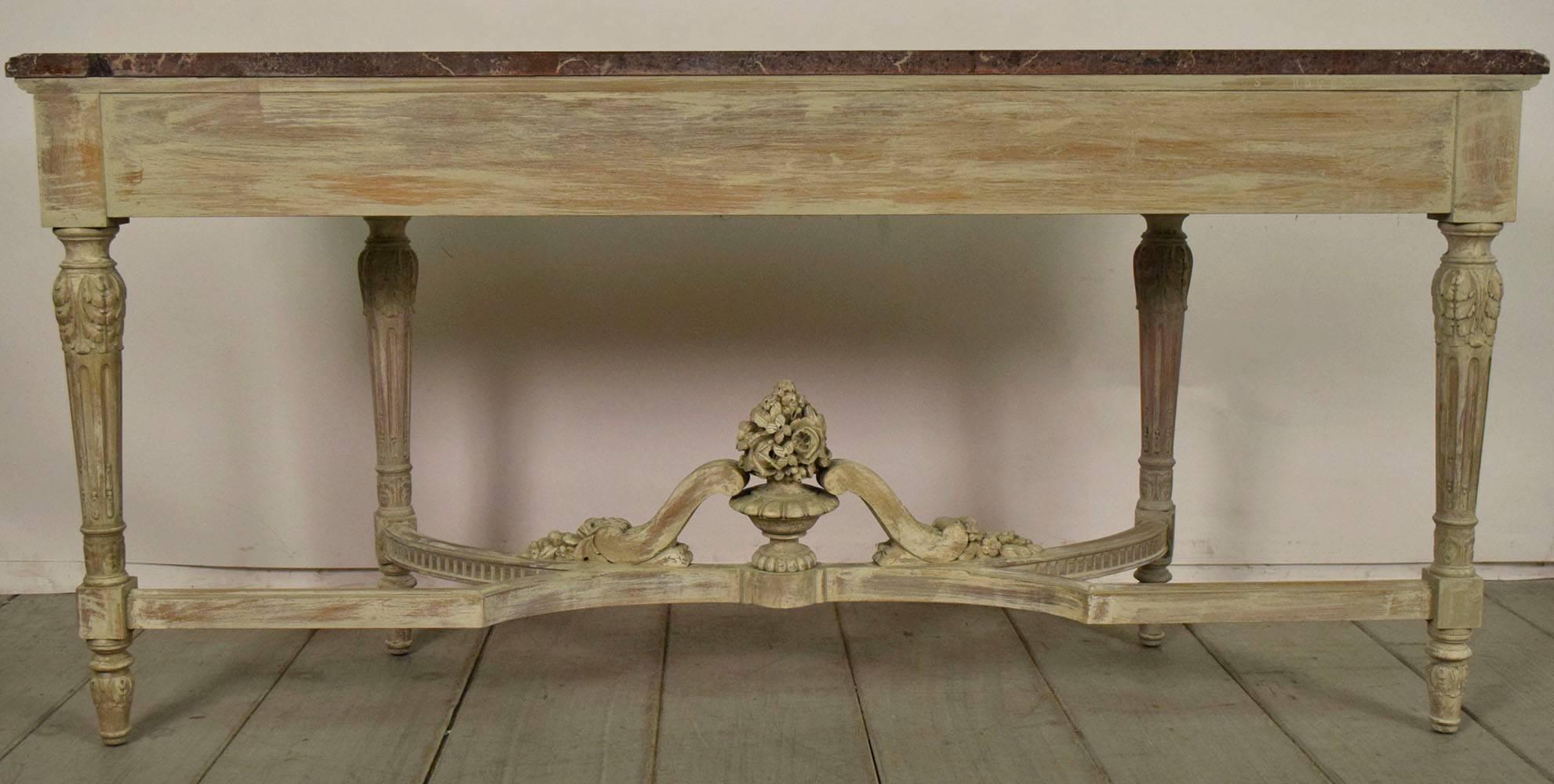 French Carved Louis XVI Painted Console 4