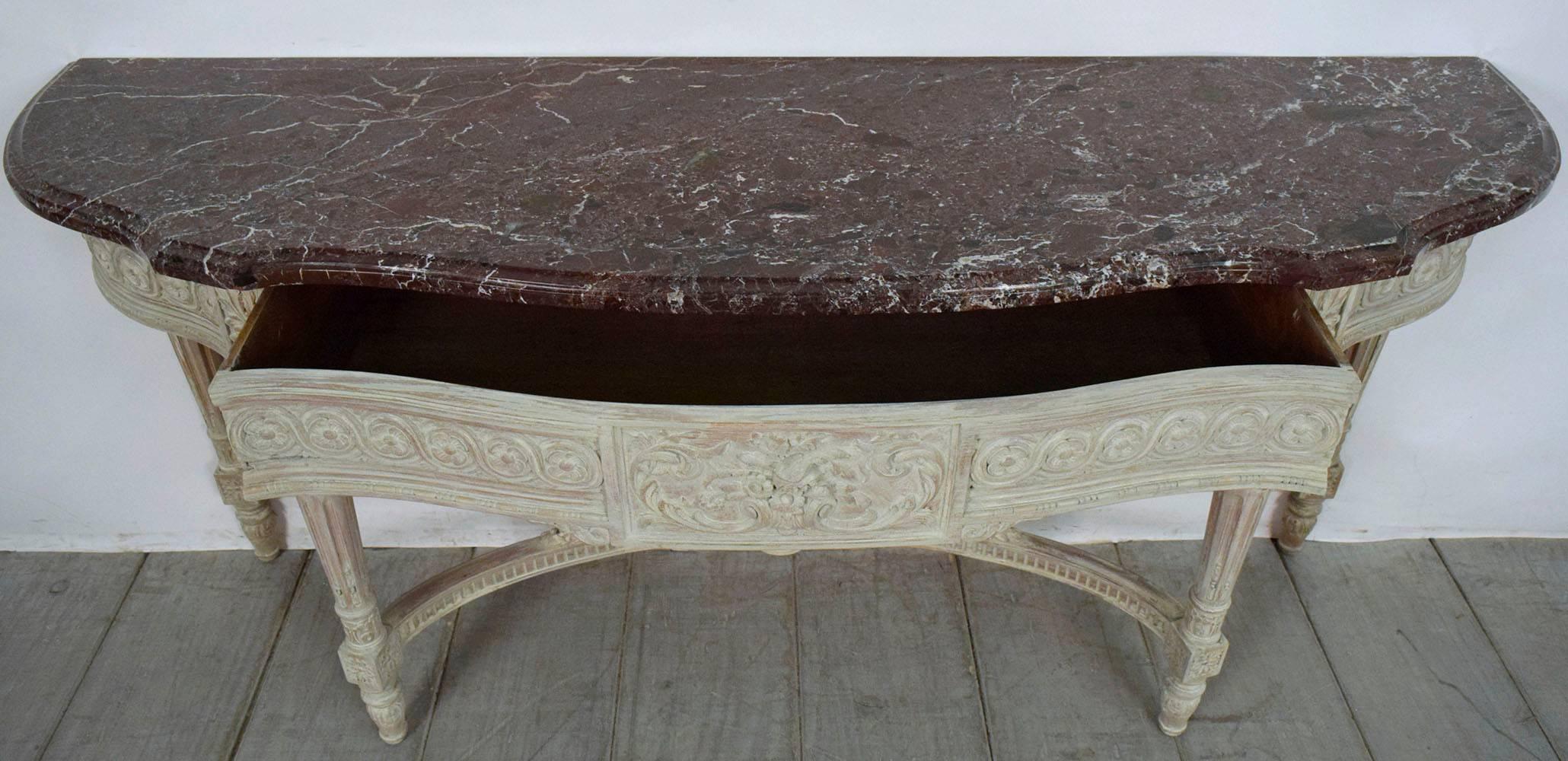 French Carved Louis XVI Painted Console In Good Condition In Los Angeles, CA