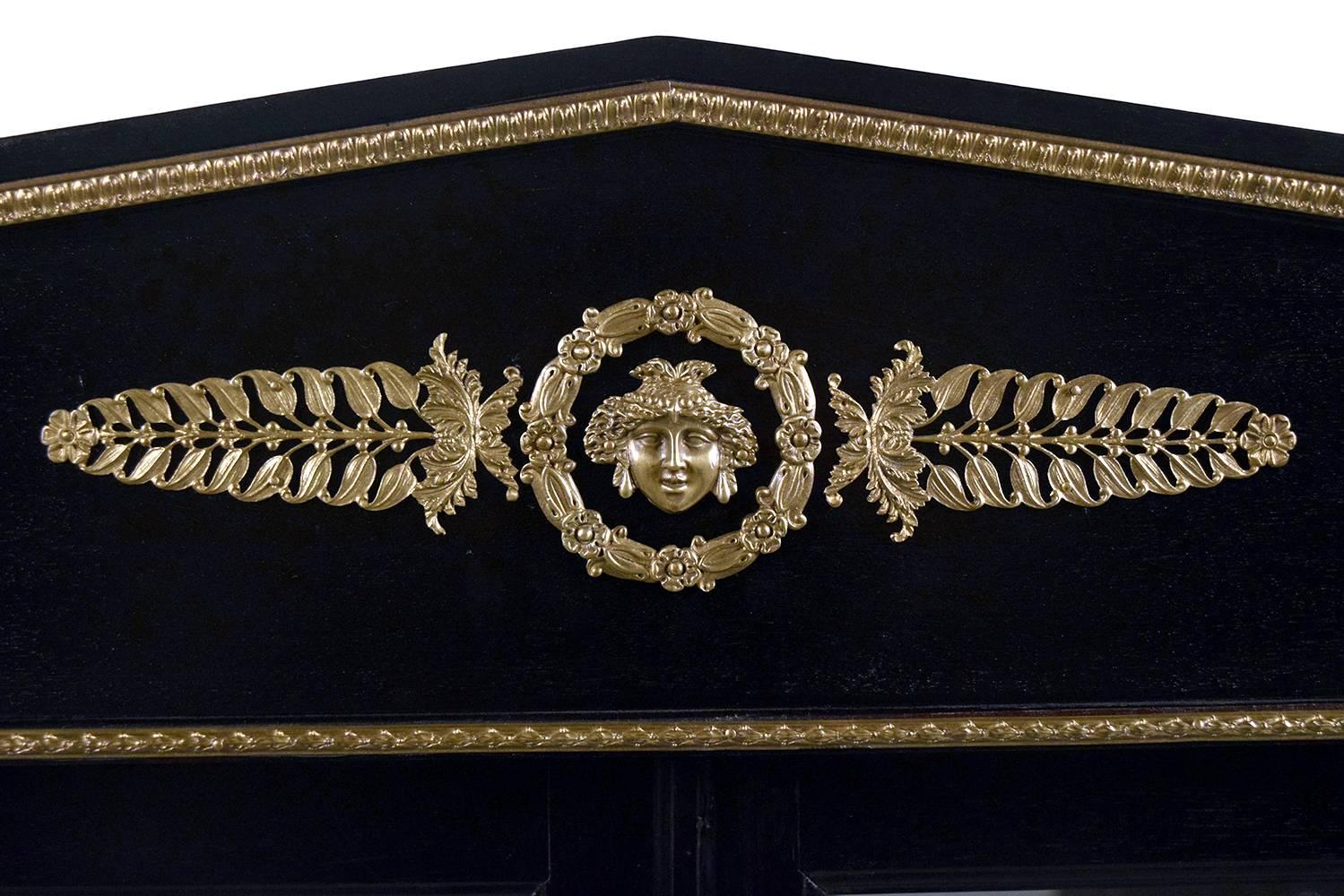 Bronze 19th Century French Empire-style Ebonized Display Cabinet