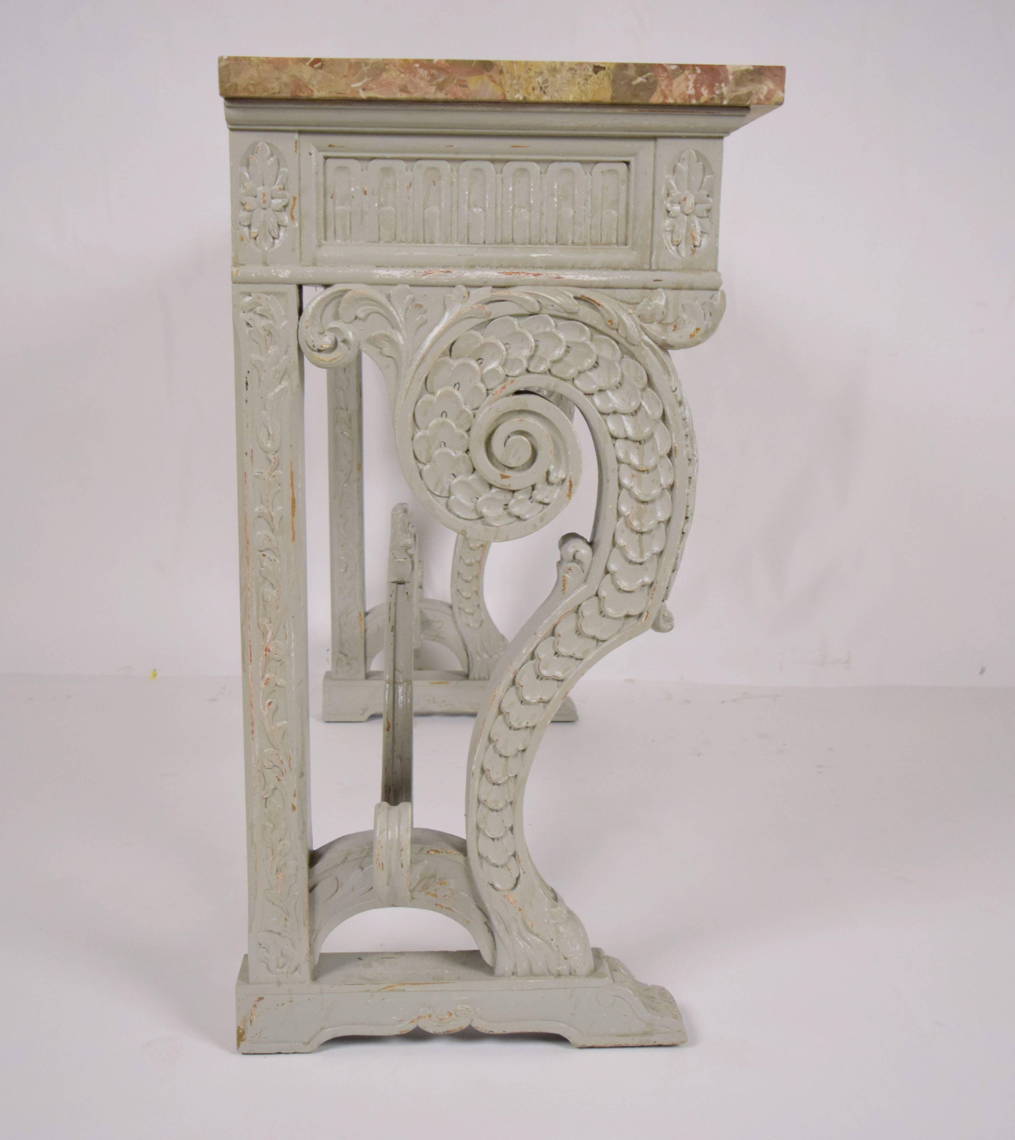 Late 19th Century Painted French Louis XVI Console with Marble Top 3