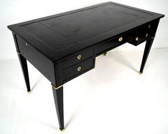French Empire Ebonized Desk with Leather-Top