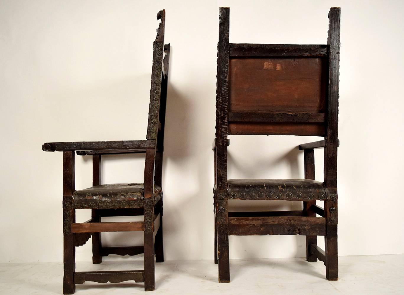 Mid-18th Century Pair of 18th Century Spanish Colonial Throne Chairs