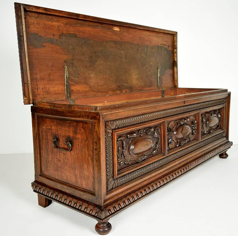 Carved 19th Century French Walnut Blanket Chest
