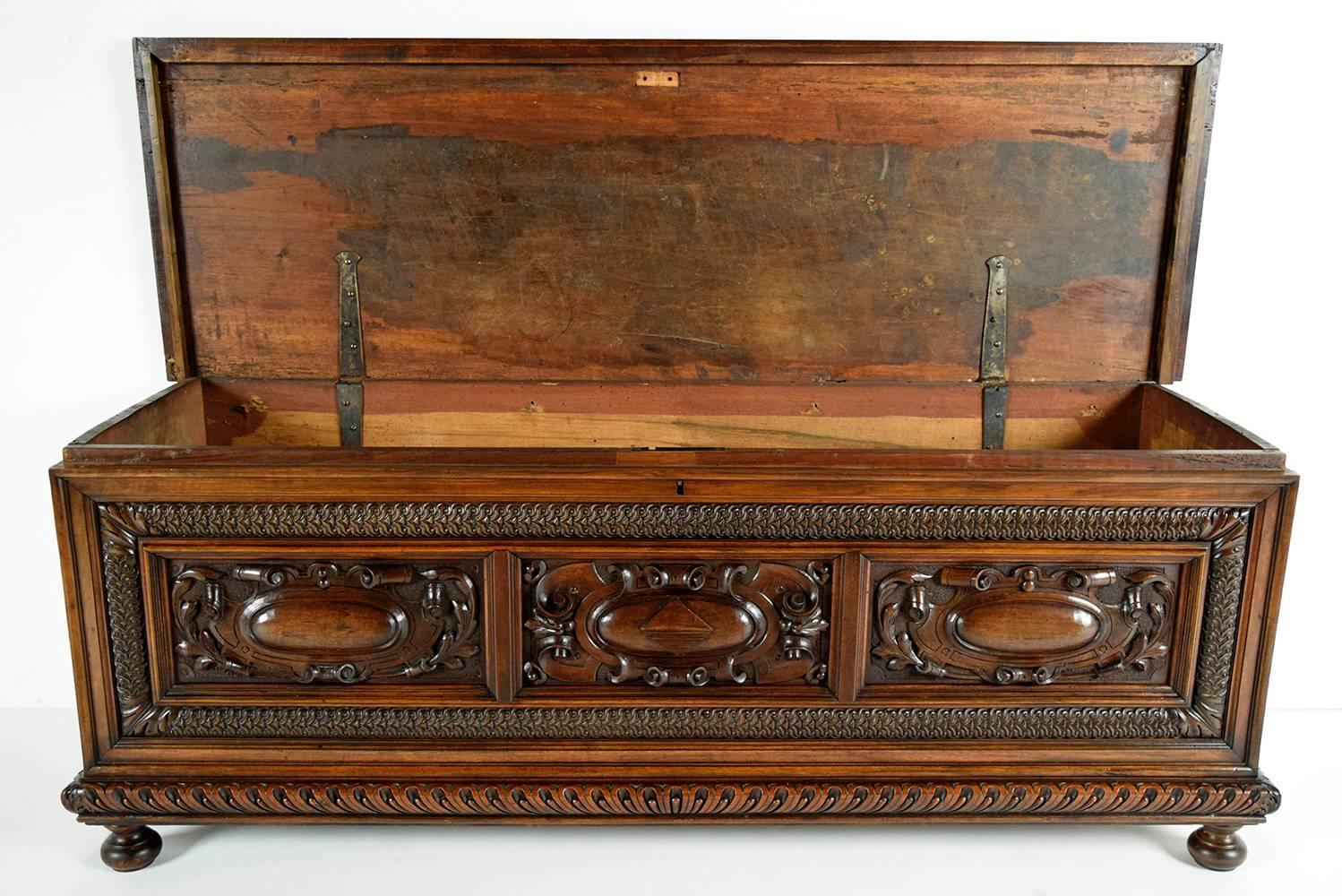 19th Century French Walnut Blanket Chest In Excellent Condition In Los Angeles, CA