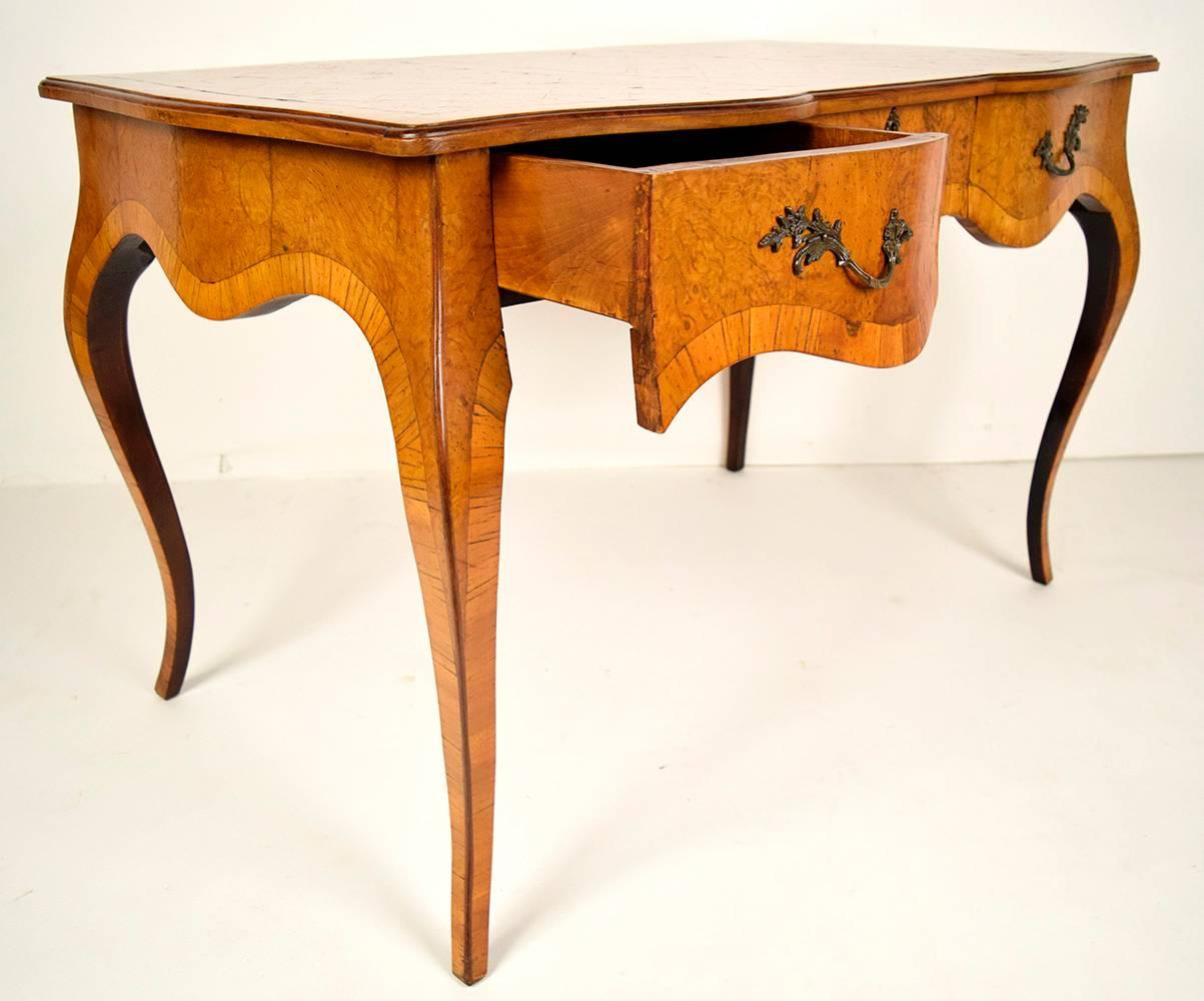 Early 1900s Century Louis XV Italian Marquetry Top Desk 3