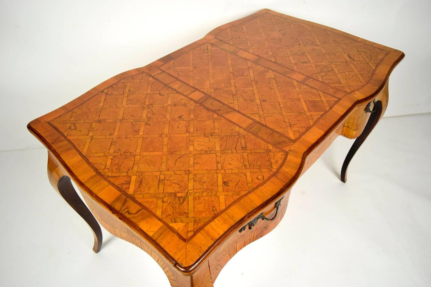 Early 1900s Century Louis XV Italian Marquetry Top Desk 2