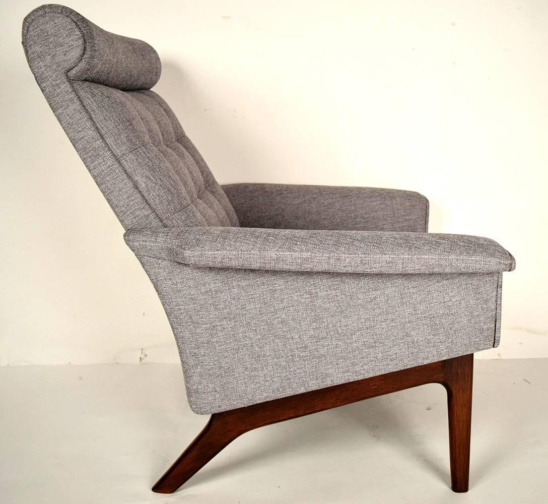 MidCentury Danish Poul Jensen Lounge Chair with Ottoman For Sale at