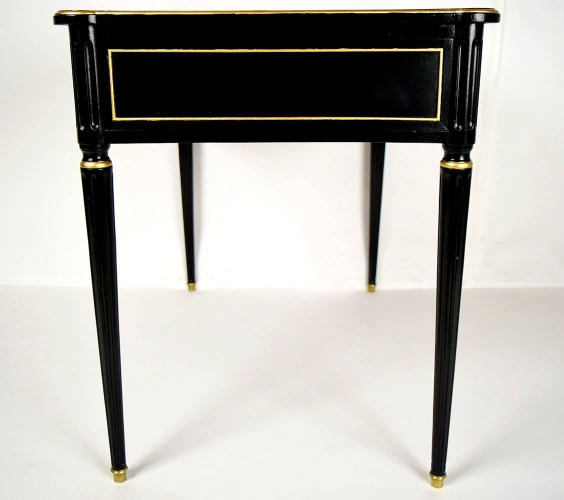 French Late 19th Century Ebonized Louis XVI Writing Desk with Leather Top 1