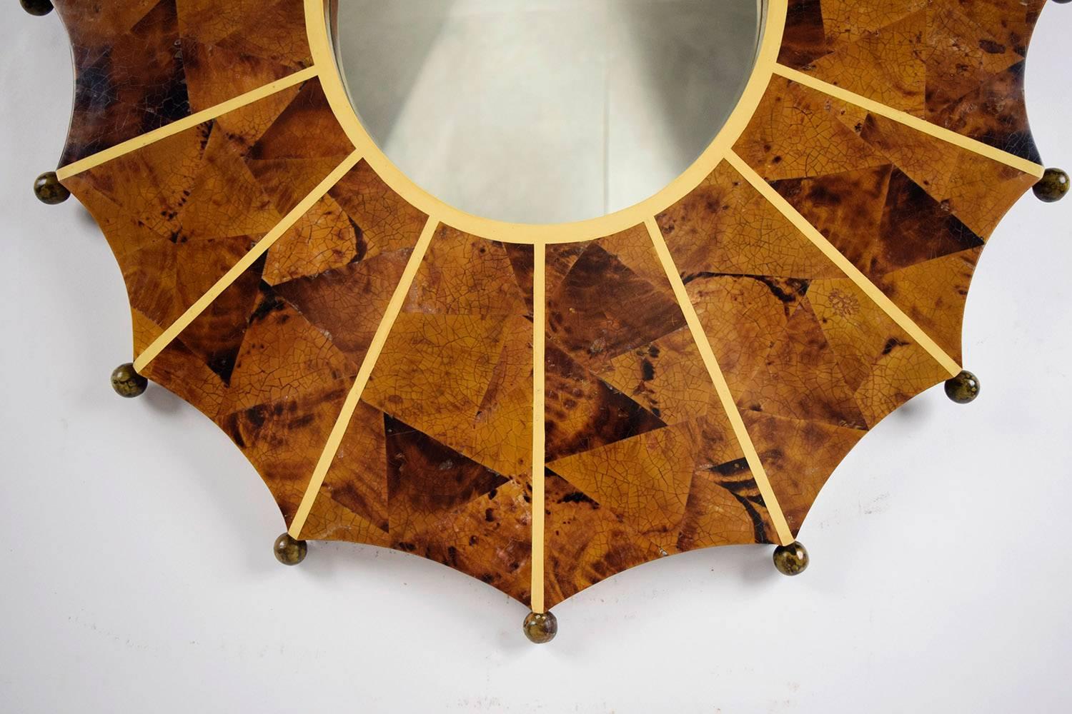 Modern Vintage Starburst Faux Tortoise Shell Wall Mirror