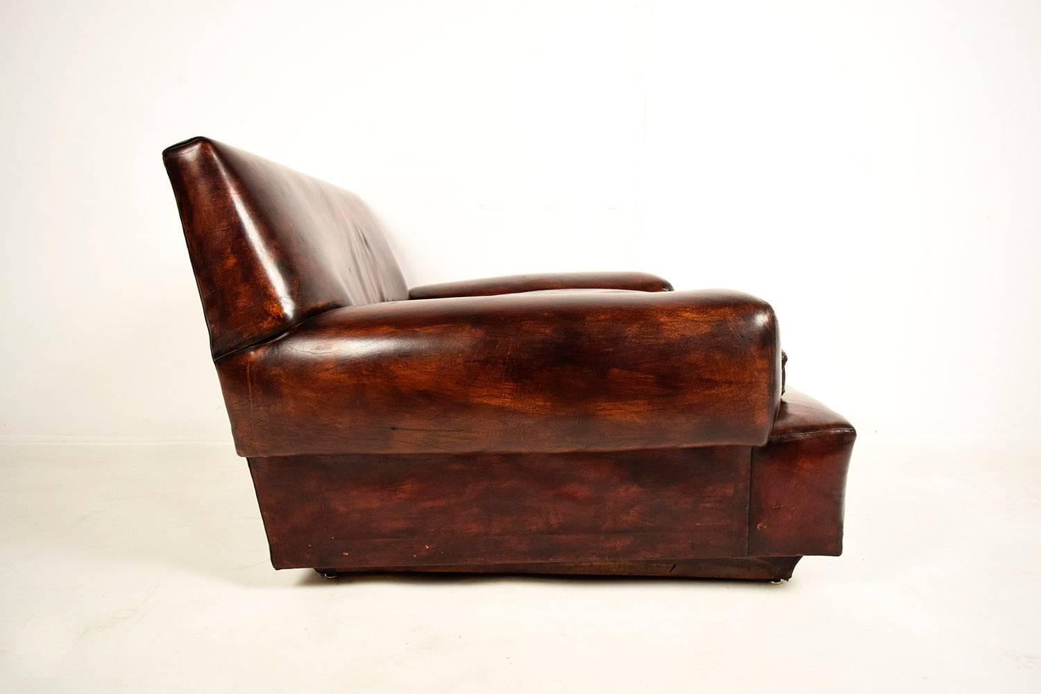 Mid-20th Century Pair of Vintage Club Leather Chairs 