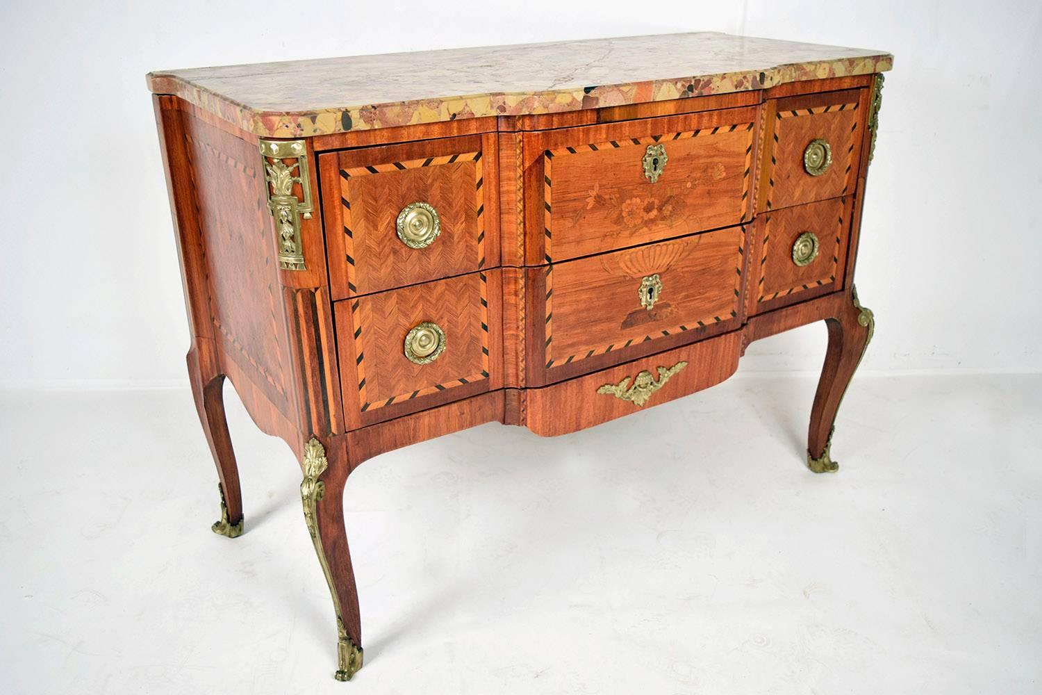 Brass French, 19th Century Louis XVI Inlaid Chest of Drawers
