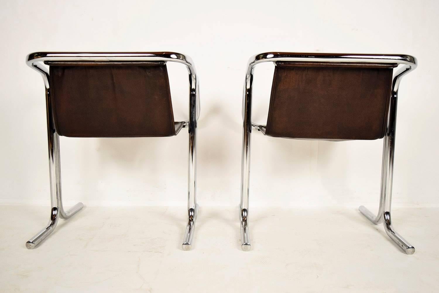 Modern Pair of Leather Chairs by Jerry Johnson Arcadia