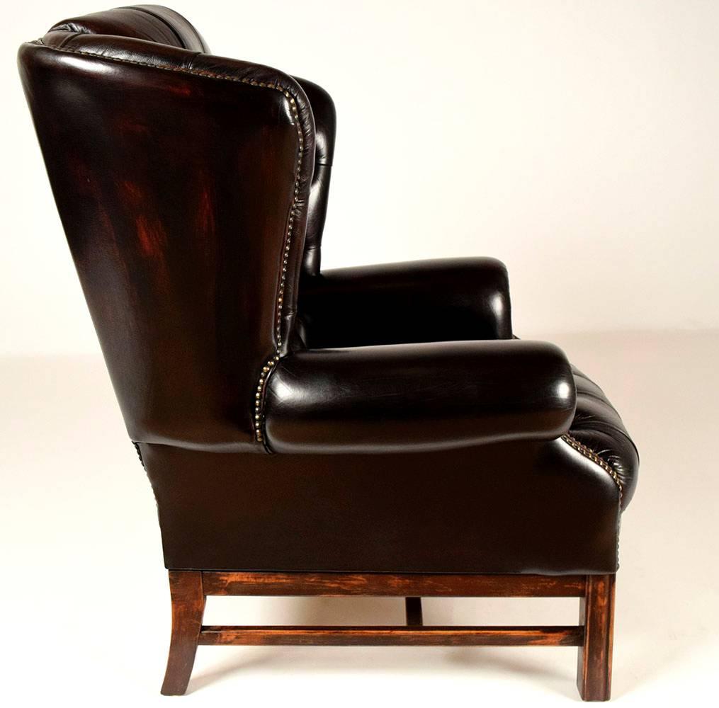 Regency Sinlgle Vintage Tufted Leather Wingback Chair