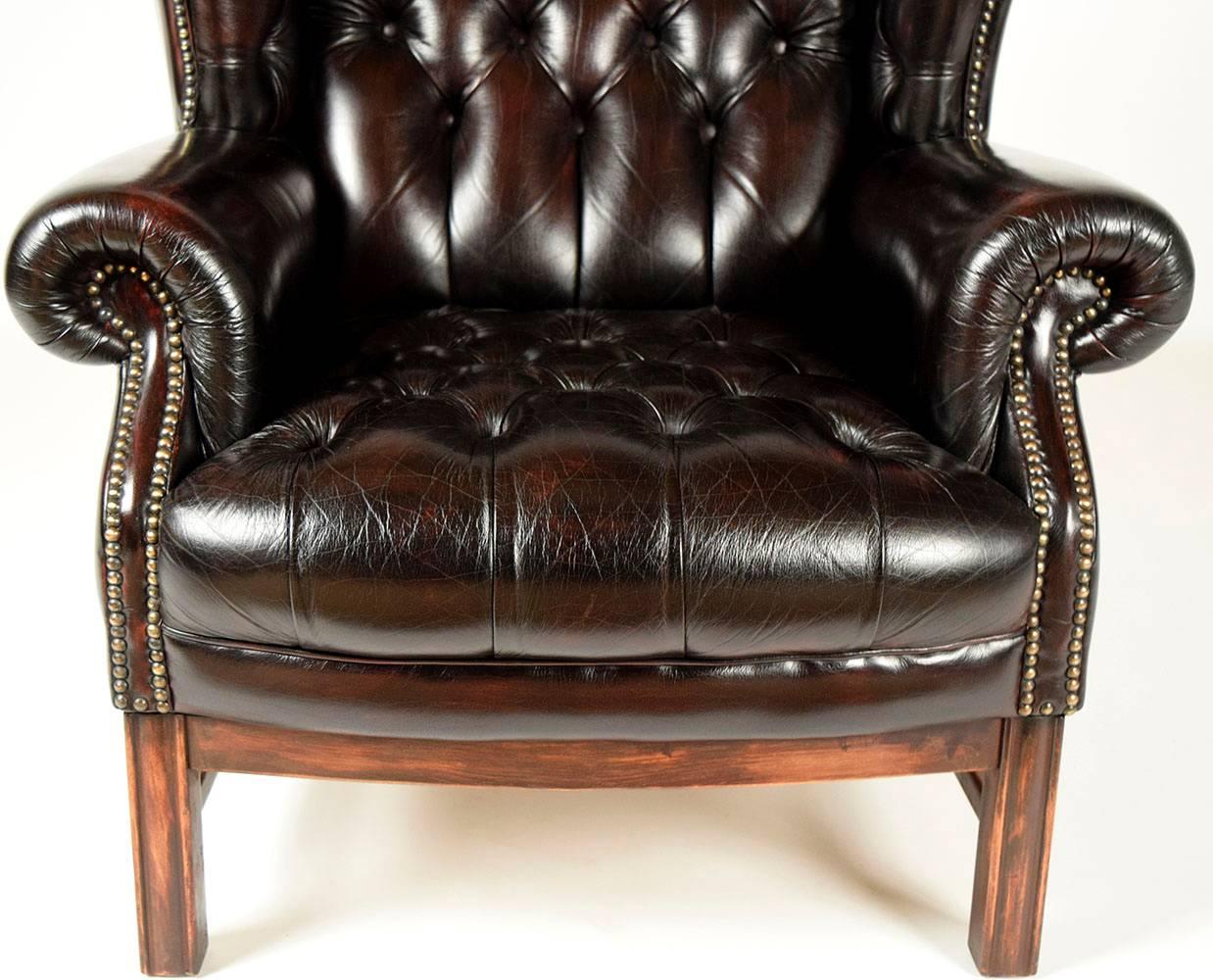 vintage leather wingback chairs