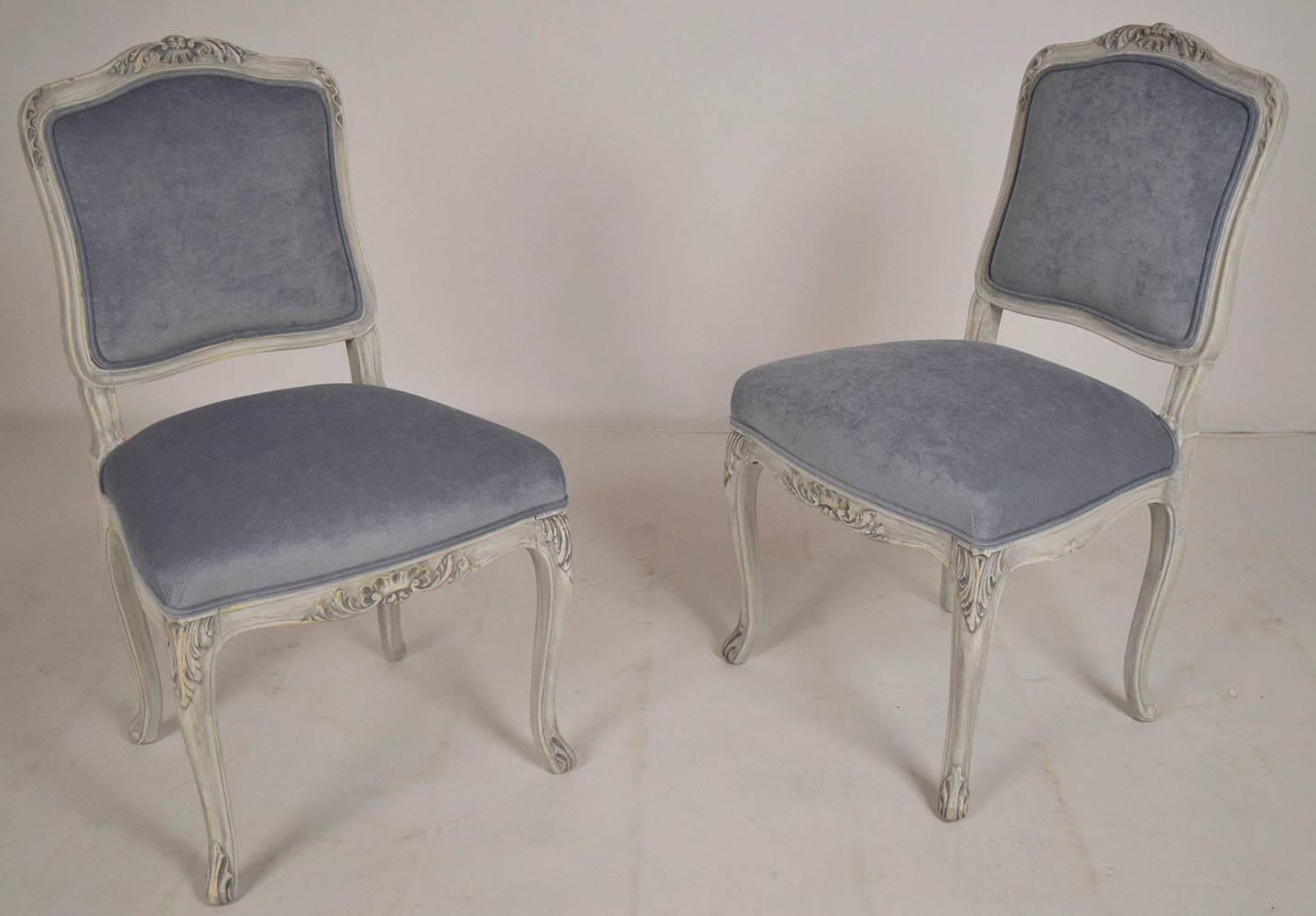 Fabric Set of Eight French Louis XV Dining Chairs